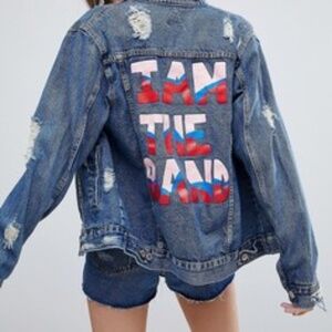 Signature8 Distressed Denim "I Am The Band" Boyfriend Jacket Size Small